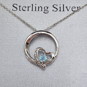 New Sterling Silver‎ Aurelia Amy & Diamond Accent Crossed Heart Necklace Pendant